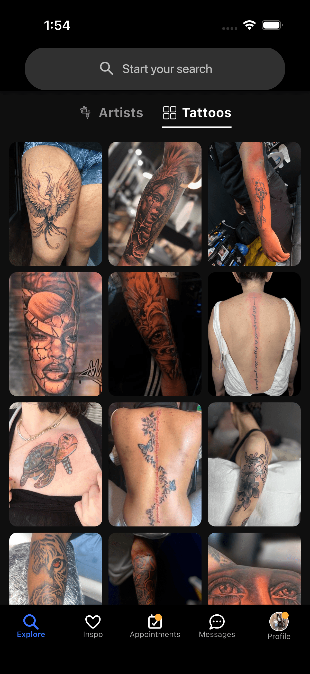 TattMe app — Explore